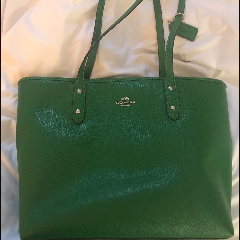 Coach large green tote bag